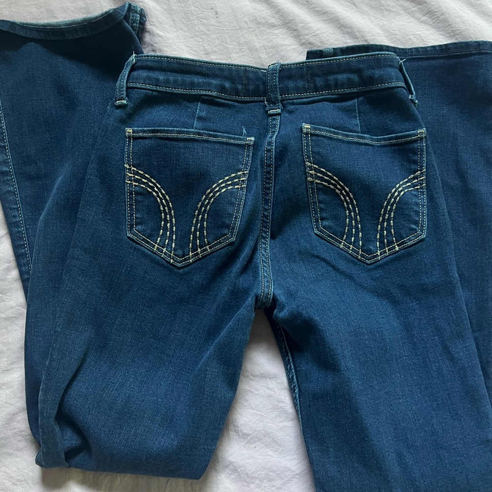 Hollister Blue Boot Cut Jeans with Decorative Stitching